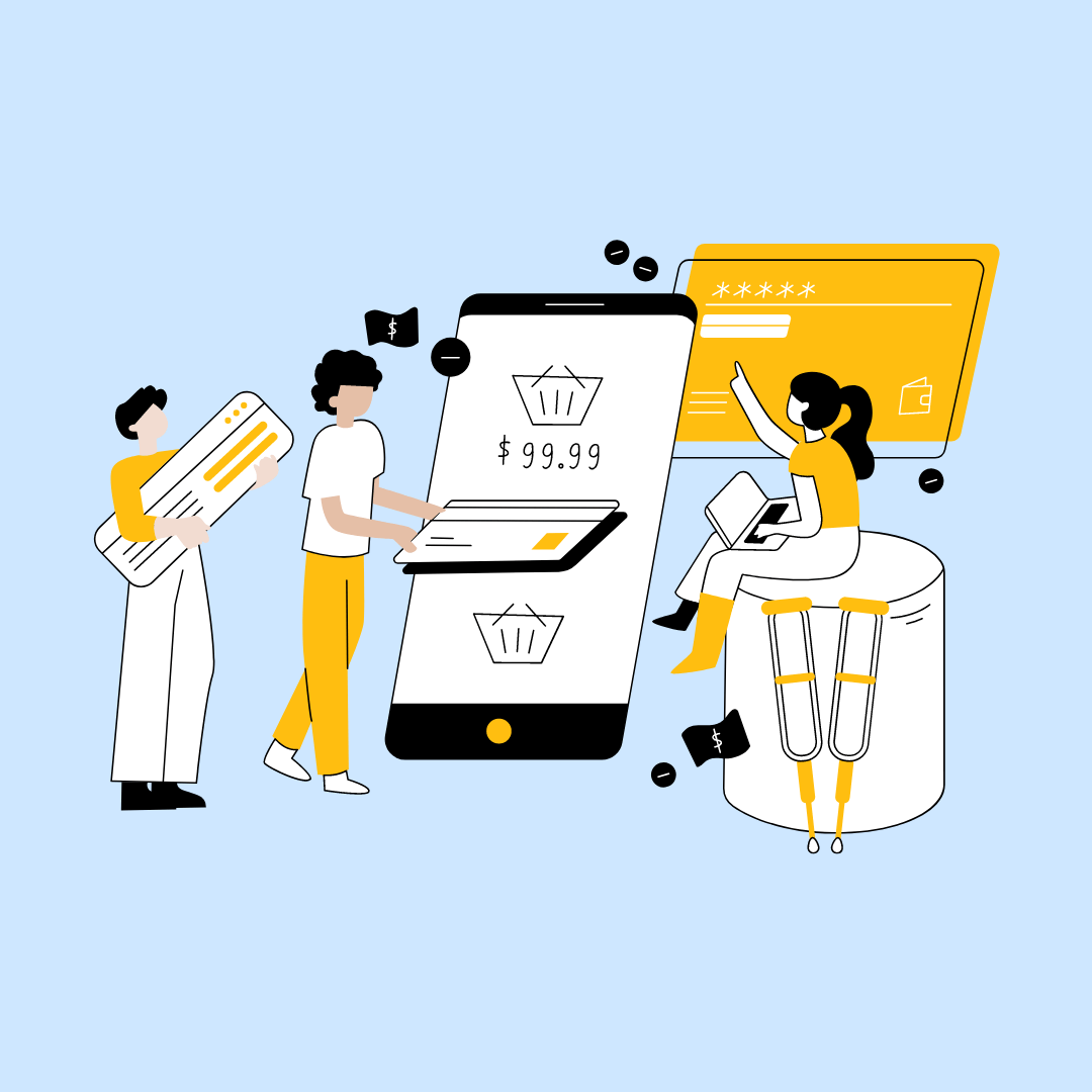 People using digital payment platforms and devices.