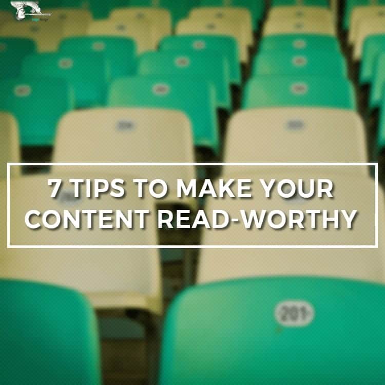 Empty seats with content creation tips text.